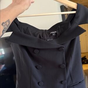 Express Off-Shoulder Double-Breasted Black Dress